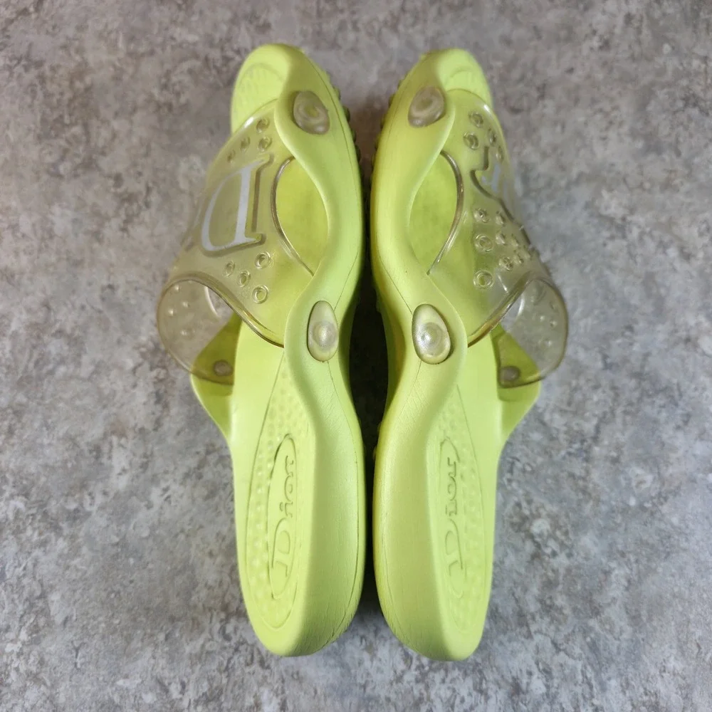 Vintage Christian Dior Lime Jelly Slides Size Womens 40 / 9 - 9.5 / Mens 7 - 7.5 - Picture 3 of 7